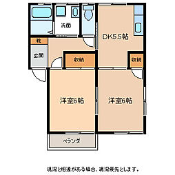 サンハイツC 2DKの間取図画像
