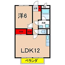 サープラスツートキワ美沢台A 1LDKの間取図画像