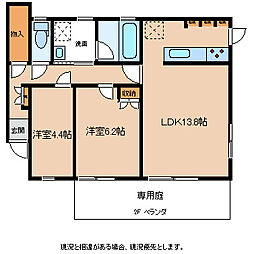 ナトゥーアパーク明2 2LDKの間取図画像
