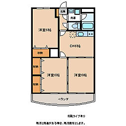 ガーデンハイム樗一番館 3DKの間取図画像