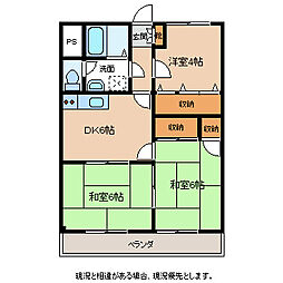 グリーンハイツ高羽 3DKの間取図画像