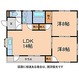 ワン・ストーリー小山 2LDKの間取り