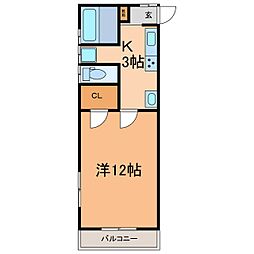 グランドシティ南横町 1階1Kの間取り