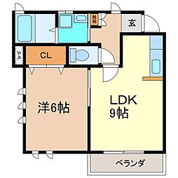 Square05 2階1LDKの間取り