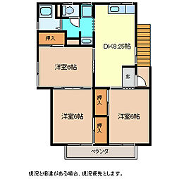 山岸アパート　別棟 2階3DKの間取り