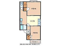 サンセレクト・トヤ 2階2DKの間取り