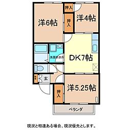 パールハイツ坂田 3DKの間取図画像