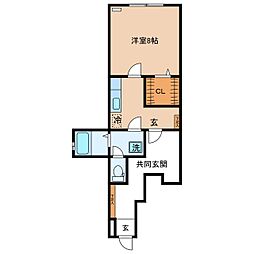 グランドシティ南横町 1Kの間取図画像