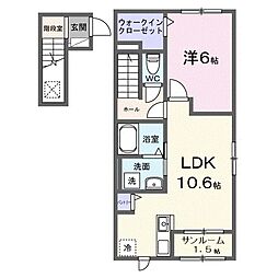 ミニョン フロル B 1LDKの間取図画像