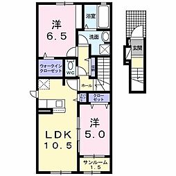 エスポワール坂田 2LDKの間取図画像