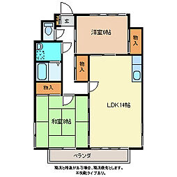 メゾンルセーヌA棟 2階2LDKの間取り