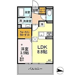 サンセール若里 1階1LDKの間取り