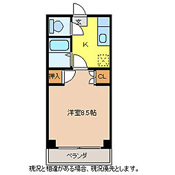 U・ポート梨の木 3階1Kの間取り
