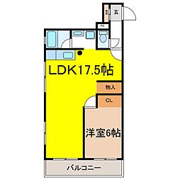 セブンリバーハウス 3階1LDKの間取り
