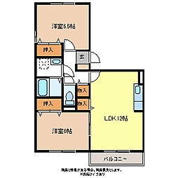 グランコスモ竹内 3階2LDKの間取り