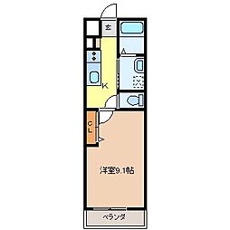 シェルル北澤 1階1Kの間取り