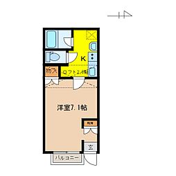 ロビンス 1階1Kの間取り