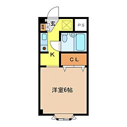 メゾン・ドゥ・マキ三輪 2階1Kの間取り