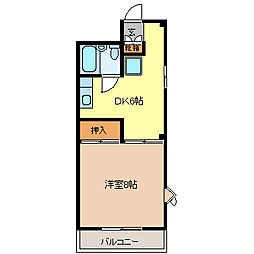 プチメゾン栗田 1階1DKの間取り