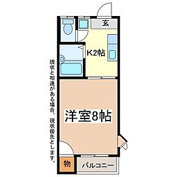 クオリティハウス若宮A棟 1階1Kの間取り