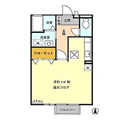 藤Linden B 1階ワンルームの間取り