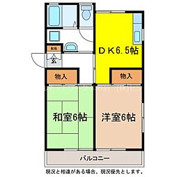 カーサ白楊 2DKの間取図画像