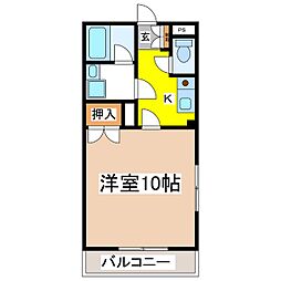 カーサ箱清水1 1Kの間取図画像