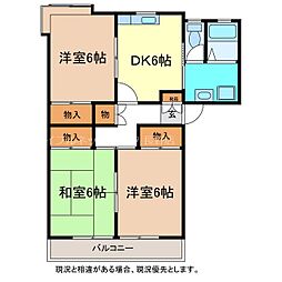 カーサ白楊 3DKの間取図画像