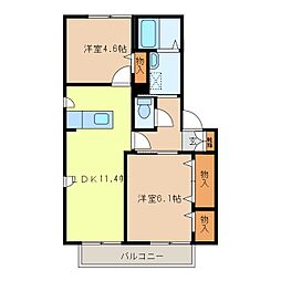 ラフィネUD 2LDKの間取図画像