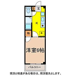 ウィングス21 1Kの間取図画像