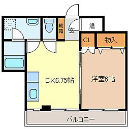 コーポパールハーバー 1LDKの間取図画像