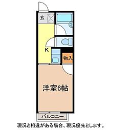 ヴァイサーホフ志賀 1Kの間取図画像