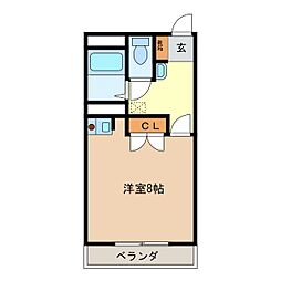 ル・アーブル ワンルームの間取図画像