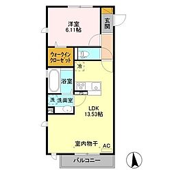 レジンエベール 1LDKの間取図画像