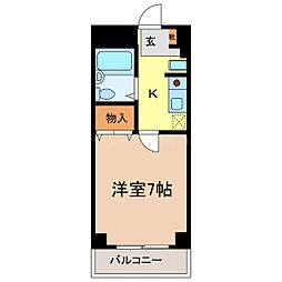 平林ピア3 1Kの間取図画像