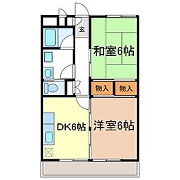 宮尾ハイツ 2DKの間取図画像