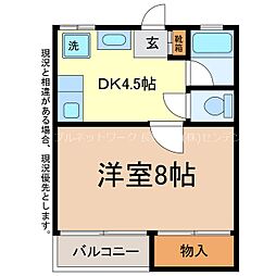 コーポ・ワカツキ 1DKの間取図画像