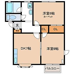 ハイクレストミヤザワ 2DKの間取図画像