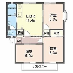 ルミエール三登C 3DKの間取図画像