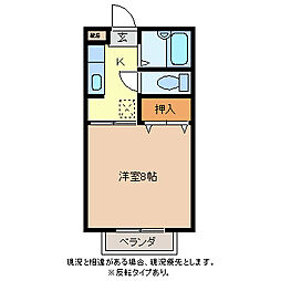フレグランスアヤ 1Kの間取図画像