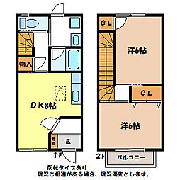 パールS 2階2DKの間取り