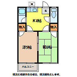 フォーブル美樹 2Kの間取図画像