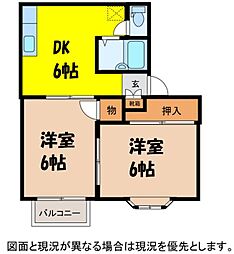 アリスガーデン北殿 1階2DKの間取り