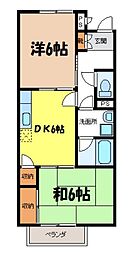 パレスブルースカイA 1階2DKの間取り