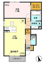 JR飯田線 木ノ下駅 徒歩20分の賃貸アパート 1階1LDKの間取り