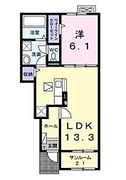 JR飯田線 伊那市駅 徒歩13分の賃貸アパート 1階1LDKの間取り