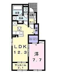 JR飯田線 伊那北駅 徒歩13分の賃貸アパート 1階1LDKの間取り