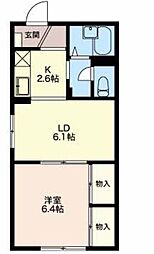 JR飯田線 田畑駅 3.6kmの賃貸アパート 2階1LDKの間取り