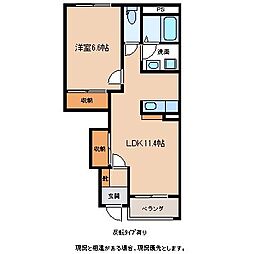 プリオール・I 1階1LDKの間取り
