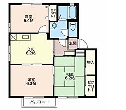 サンハイツ伊藤B棟 1階3DKの間取り